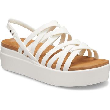 Crocs Brooklyn Strappy Low Wedge Women's Platform Clogs White | Australia 0461LISH